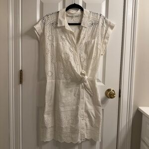 Veronica Beard Bettina White 100% Cotton Eyelet Mini Dress size 8